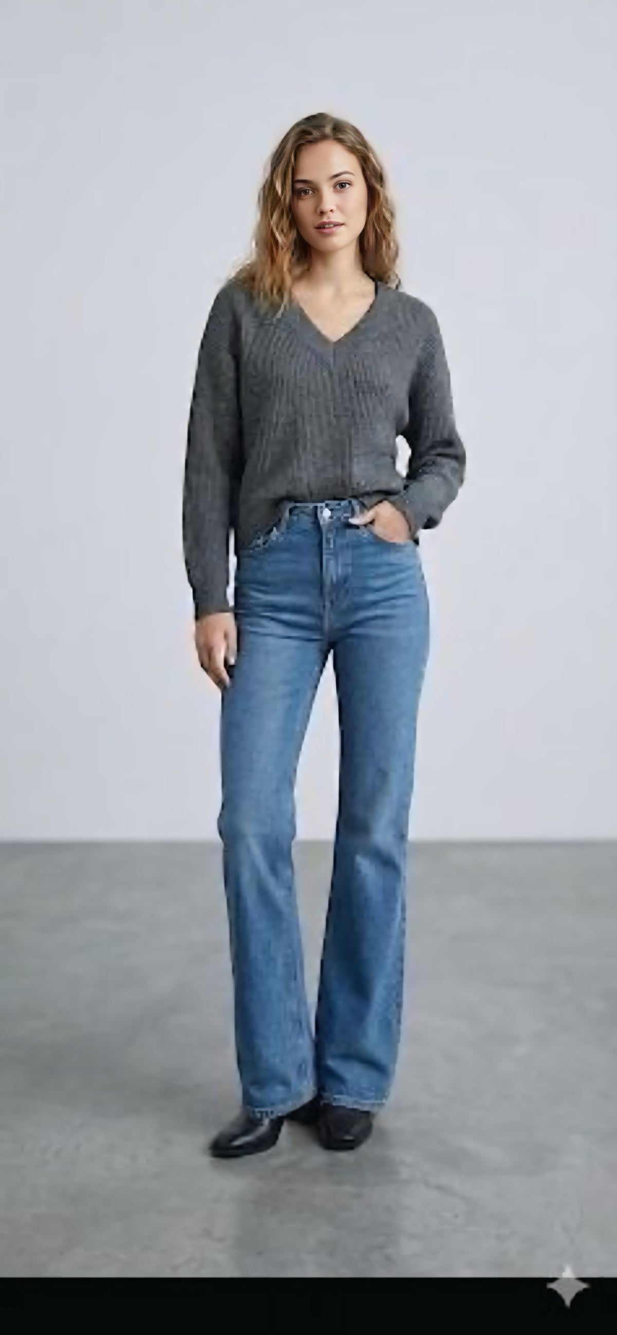 Charcoal V-Neck Knit Sweater