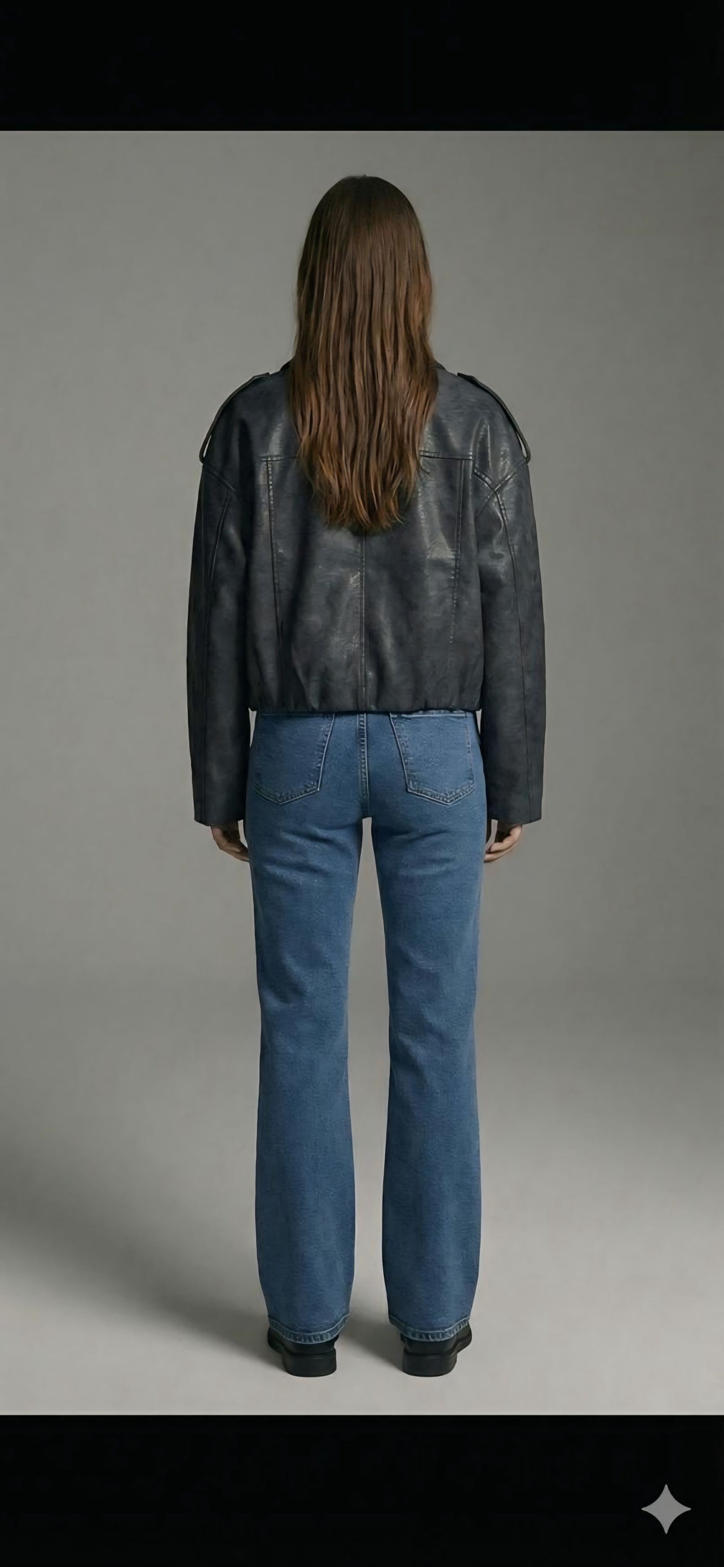 Dark Grey Faux Leather Bomber Jacket