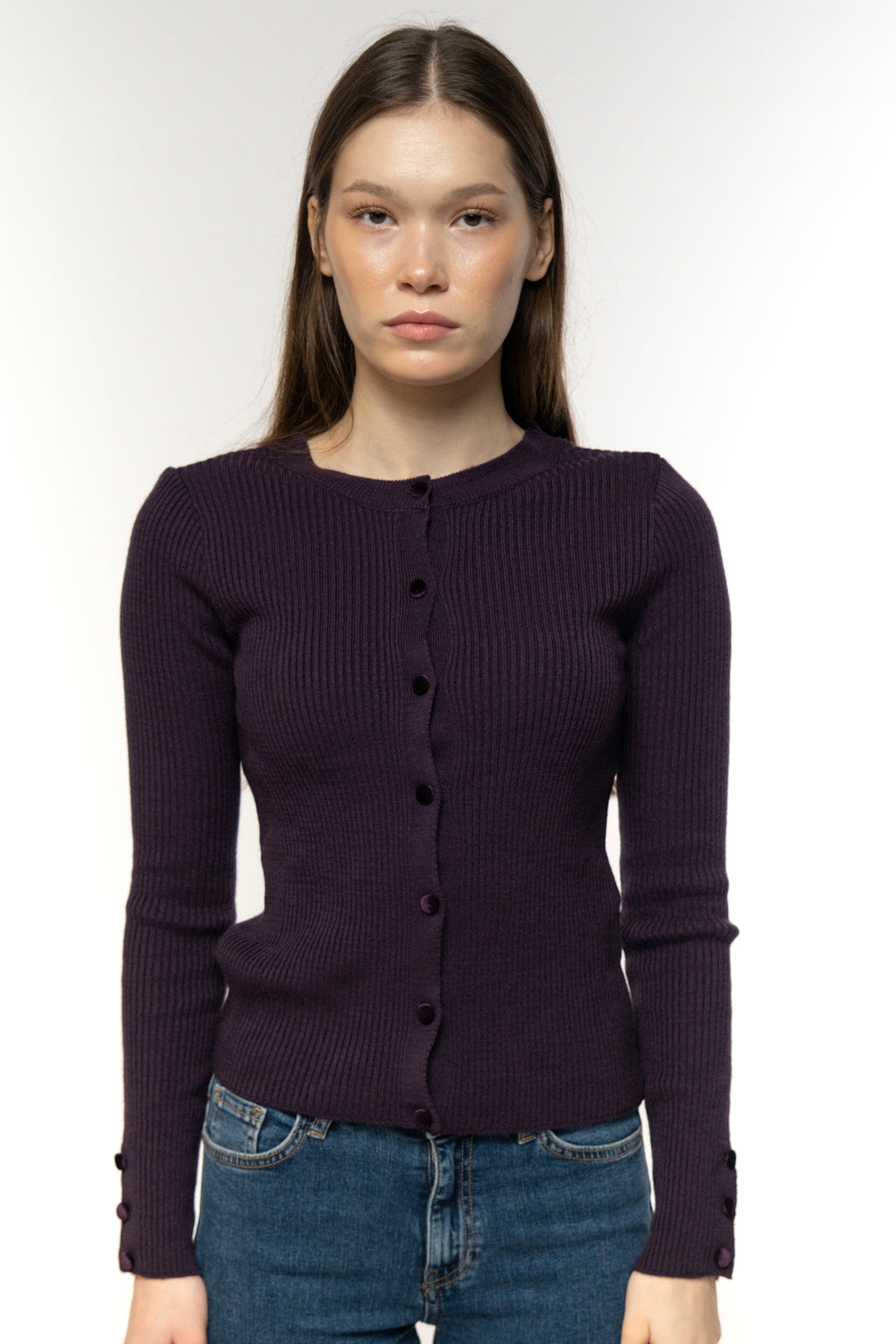 Violet Ribbed Cardigan