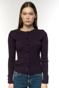 Violet Ribbed Cardigan