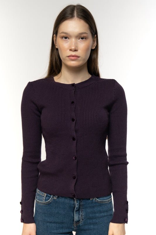 Violet Ribbed Cardigan