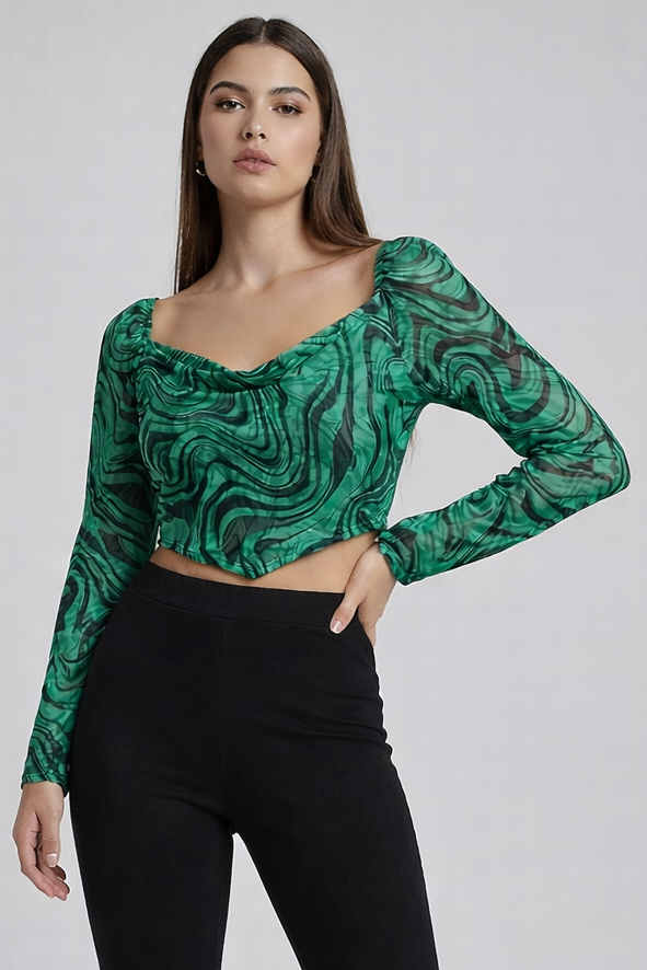 Abstract Green Swirl Top