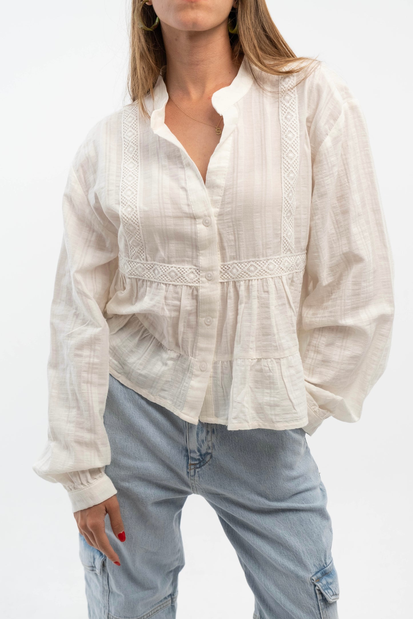 White Peplum Blouse