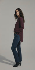 Plum Side-Slit Knit Pullover