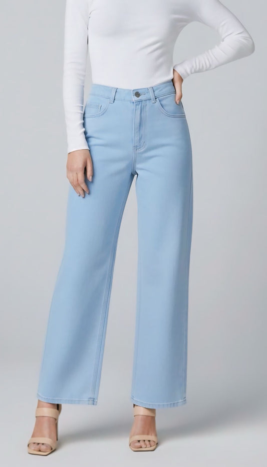 Light Blue Straight-Leg Jeans