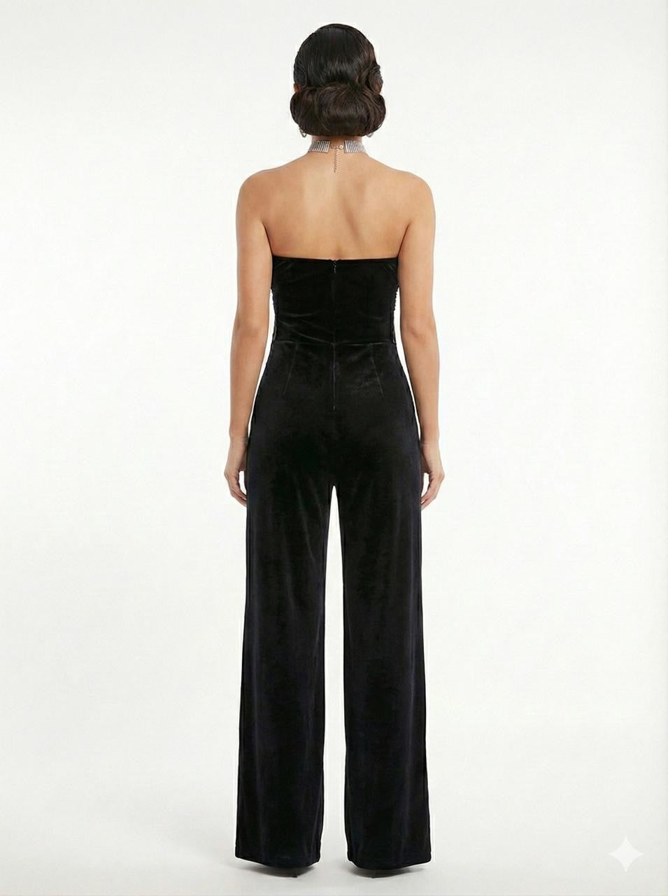 Black Velvet Sequin Jumpsuit