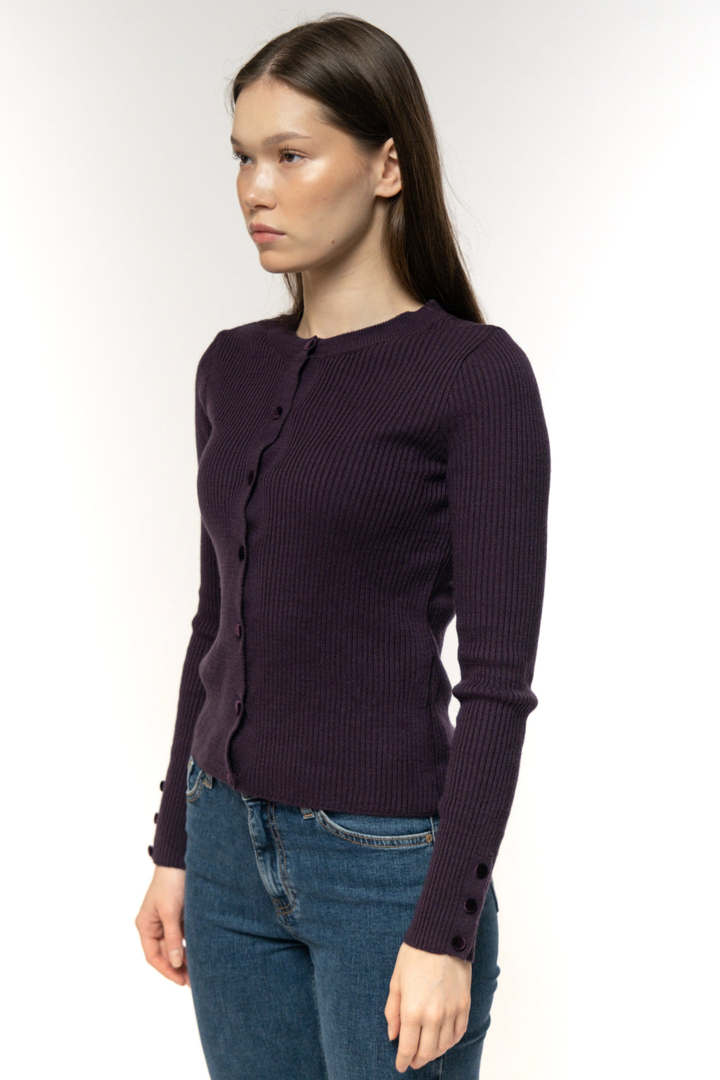 Violet Ribbed Cardigan
