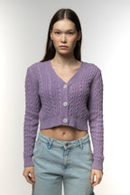 Lavender Cable Knit Cardigan