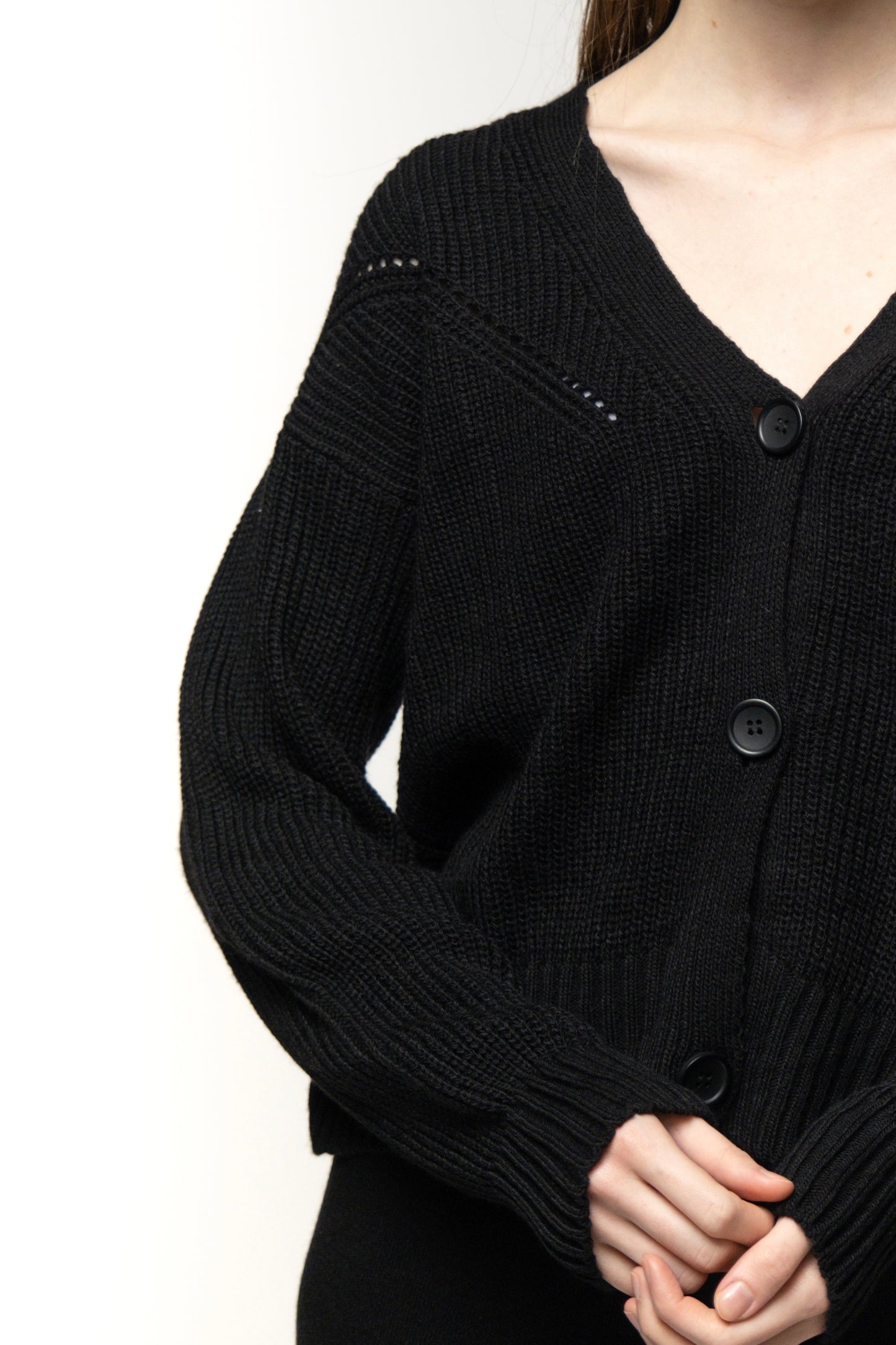 Black Knit Set with Cardigan and Pants