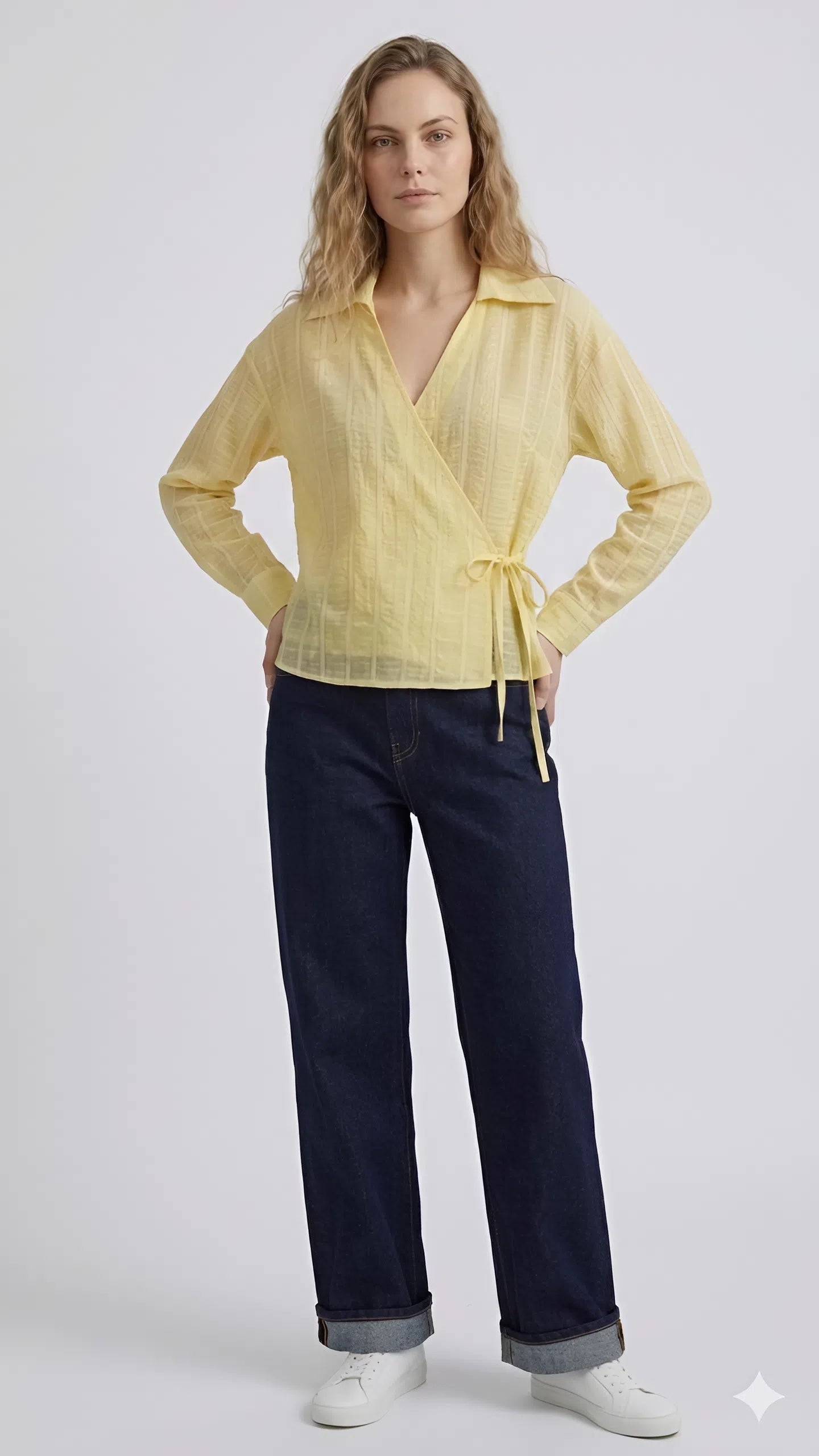 Yellow Wrap Linen Shirt