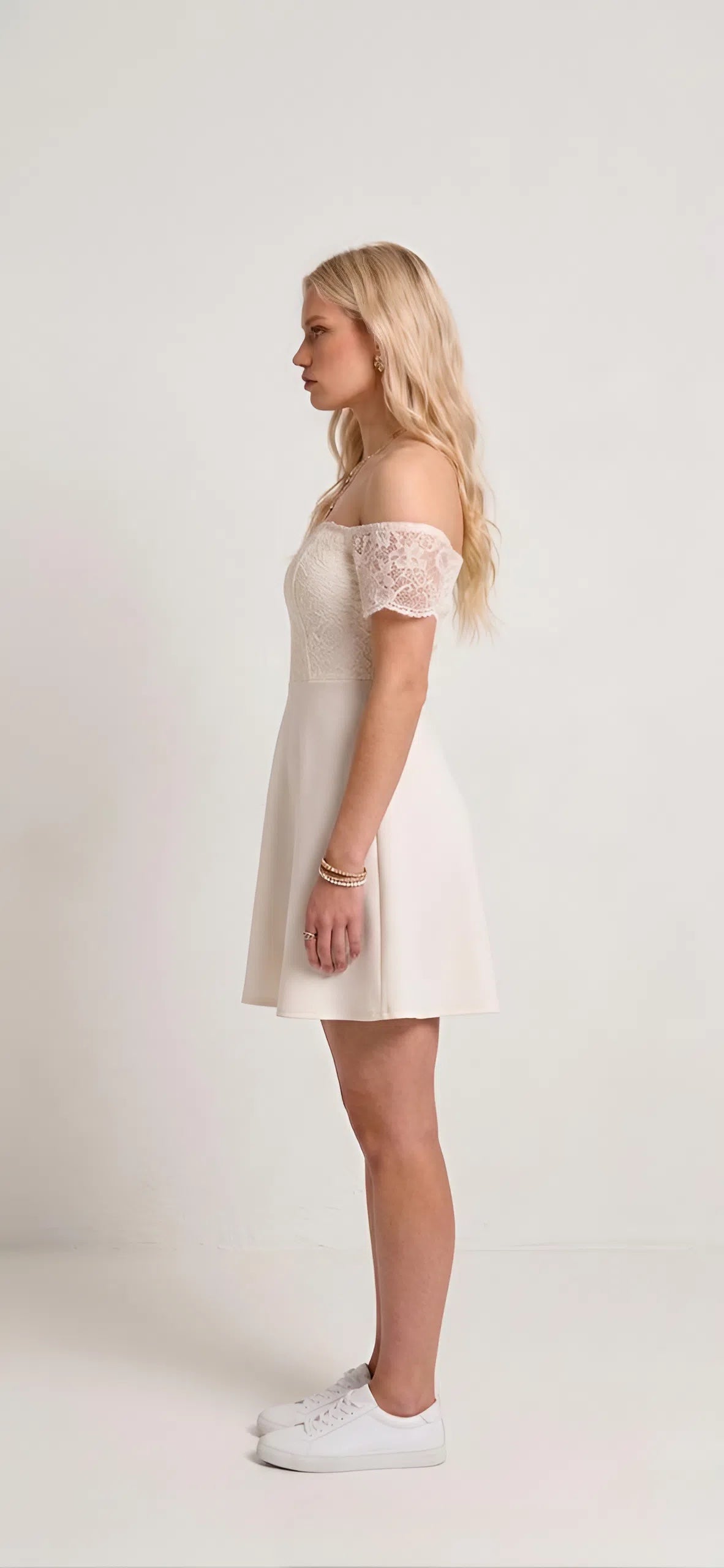 White Off-Shoulder Lace Mini Dress