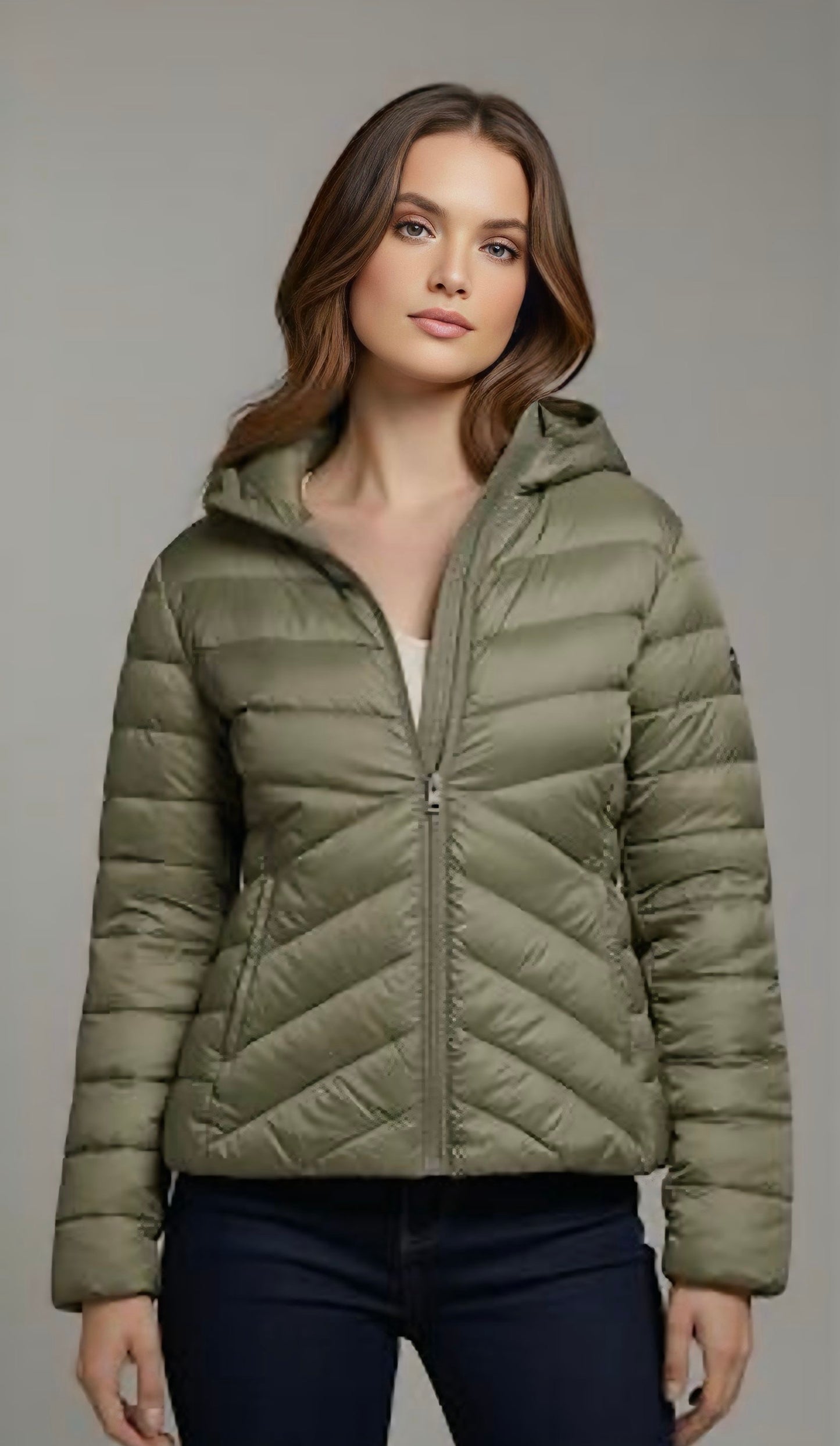 Sage Green Quilted Puffer Jacket