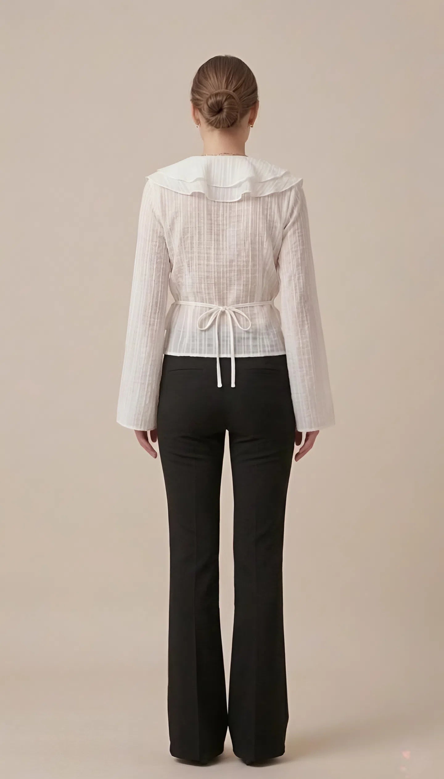 White Ruffle Wrap Blouse