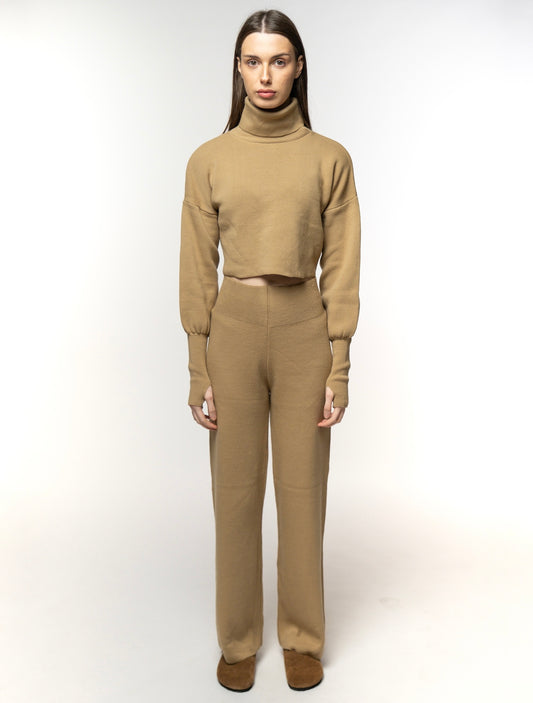 Camel Ribbed Knit Set