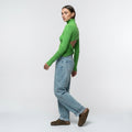 Green Ribbed Cut-Out Sweater