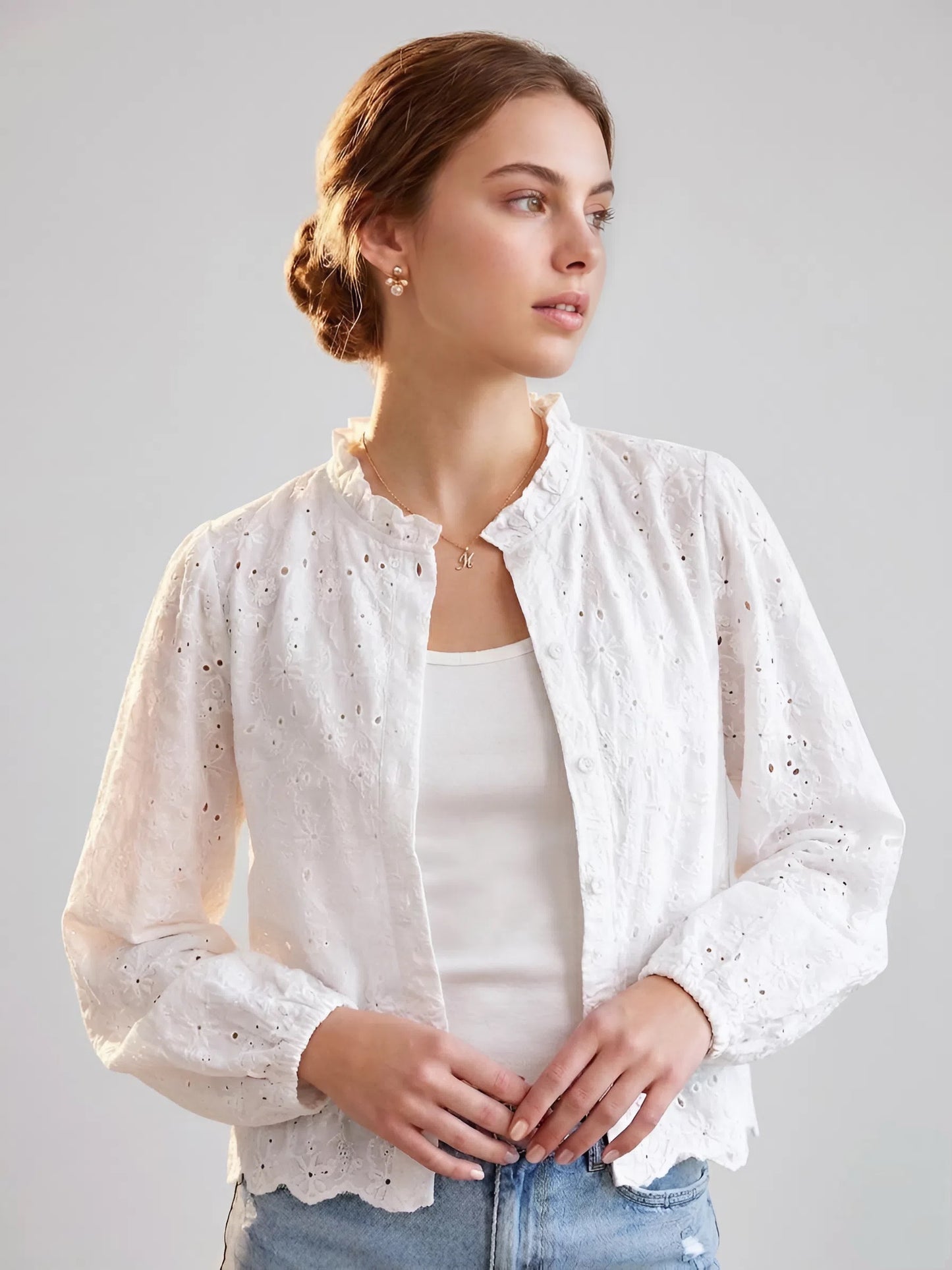 White Broderie Blouse