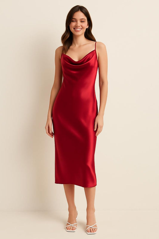 Red Satin Slip Dress