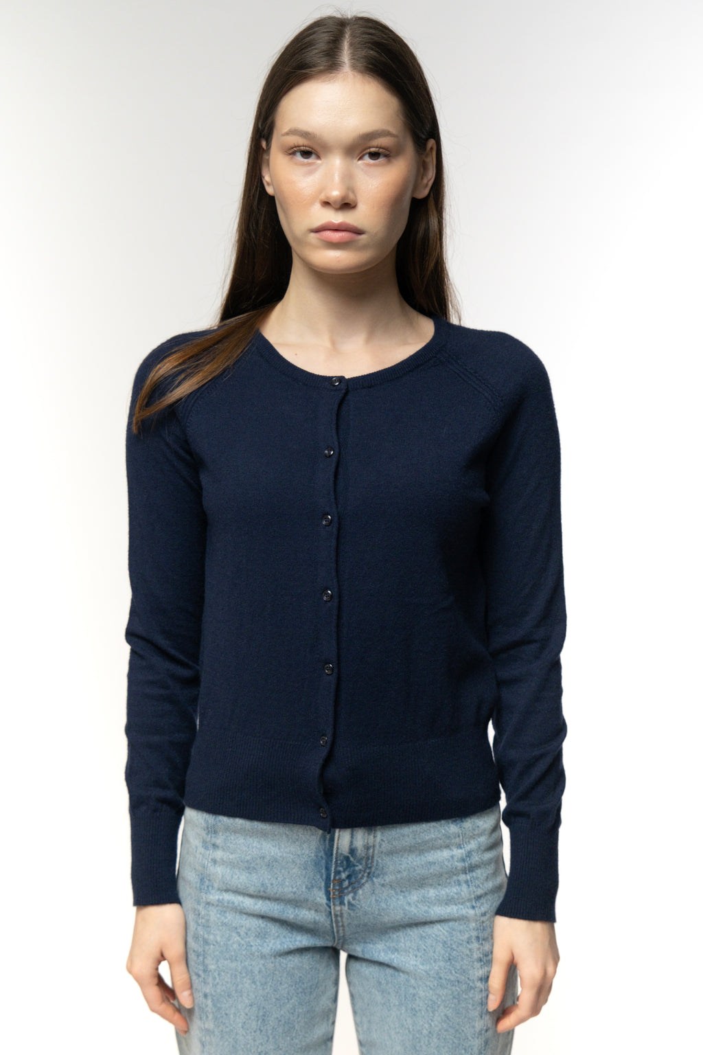 Navy Blue Button-Down Cardigan