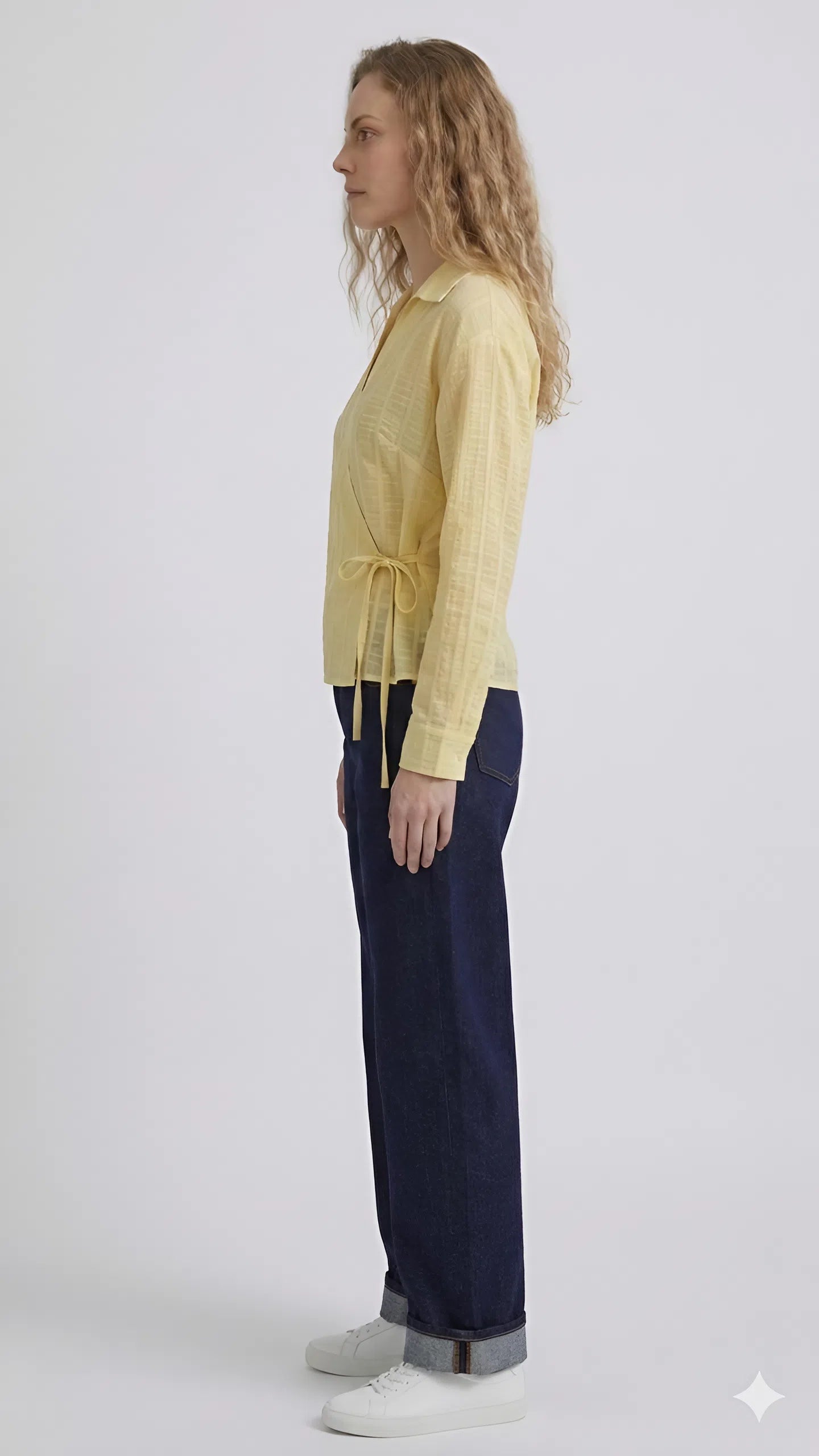 Yellow Wrap Linen Shirt