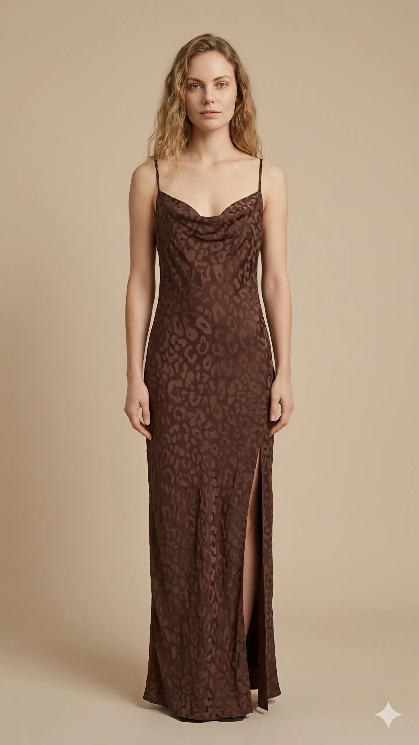 Cleo Satin Animal Print Slip Dress