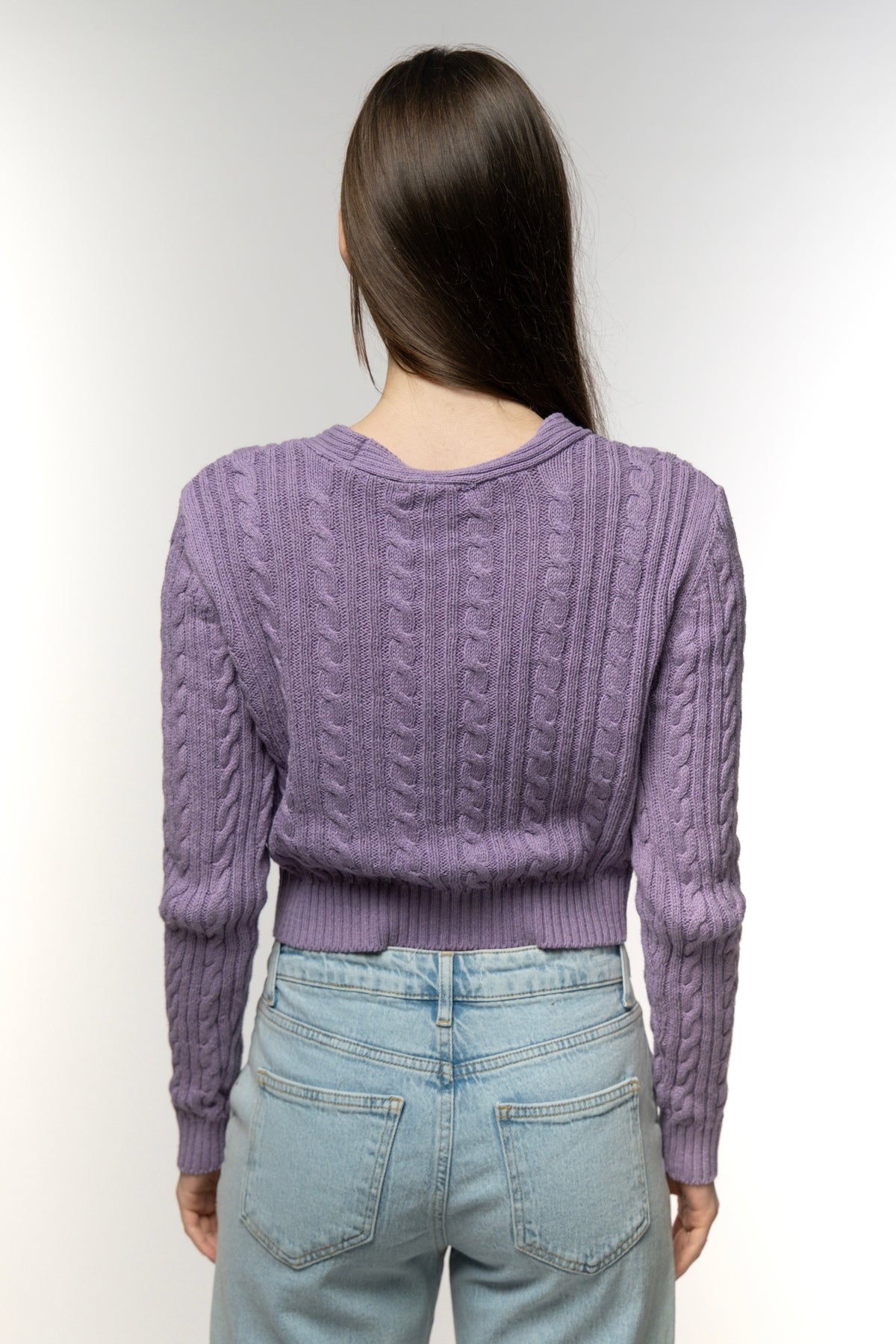 Lavender Cable Knit Cardigan