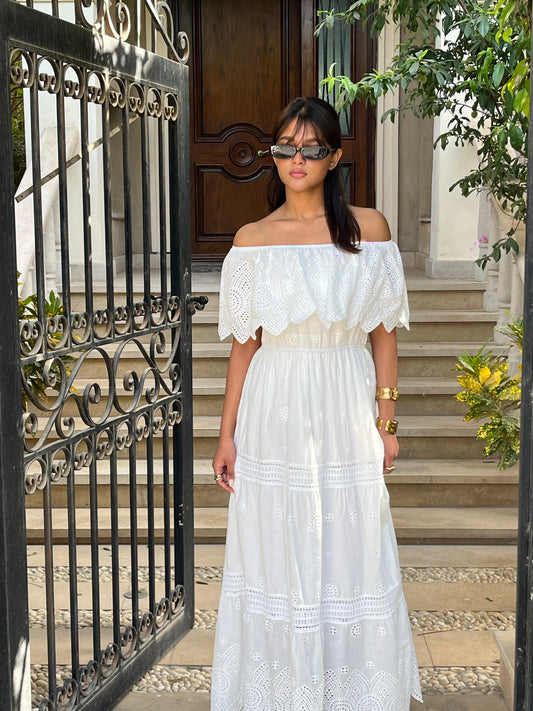 Lace-Cutout Maxi Dress
