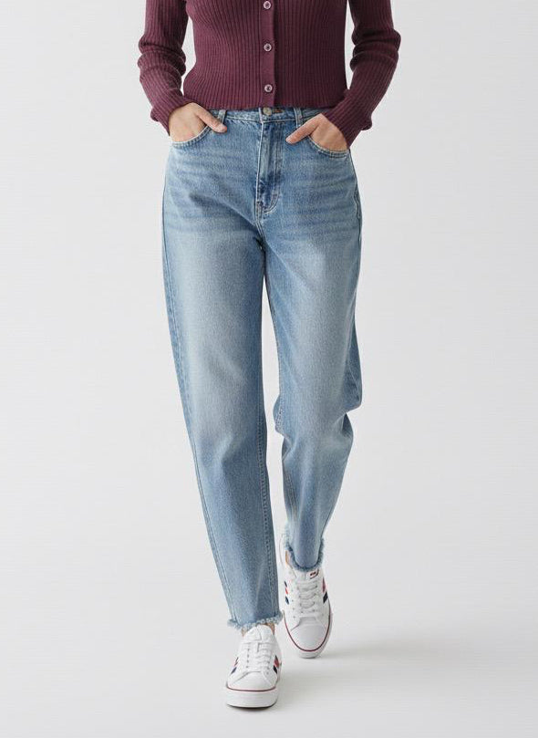 High-Waisted Straight Leg Denim Jeans