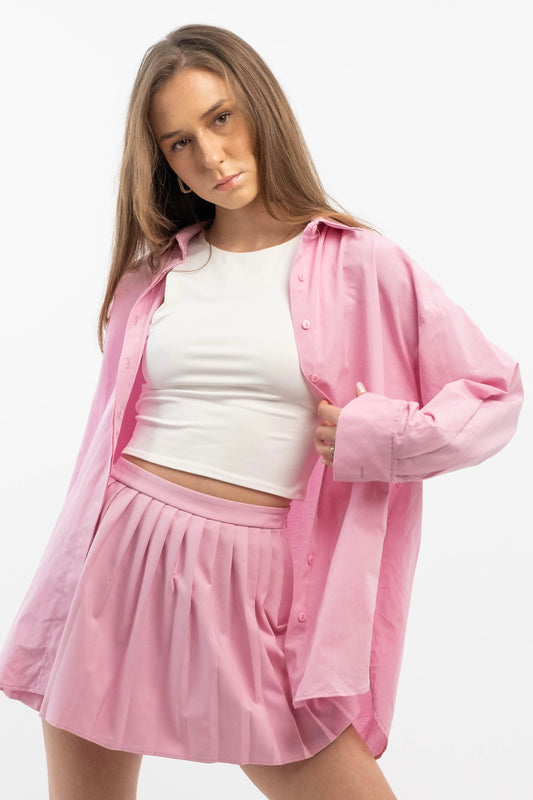 Pink Oversized Button-Up Shirt