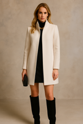 Off-White Collarless Wool Coat