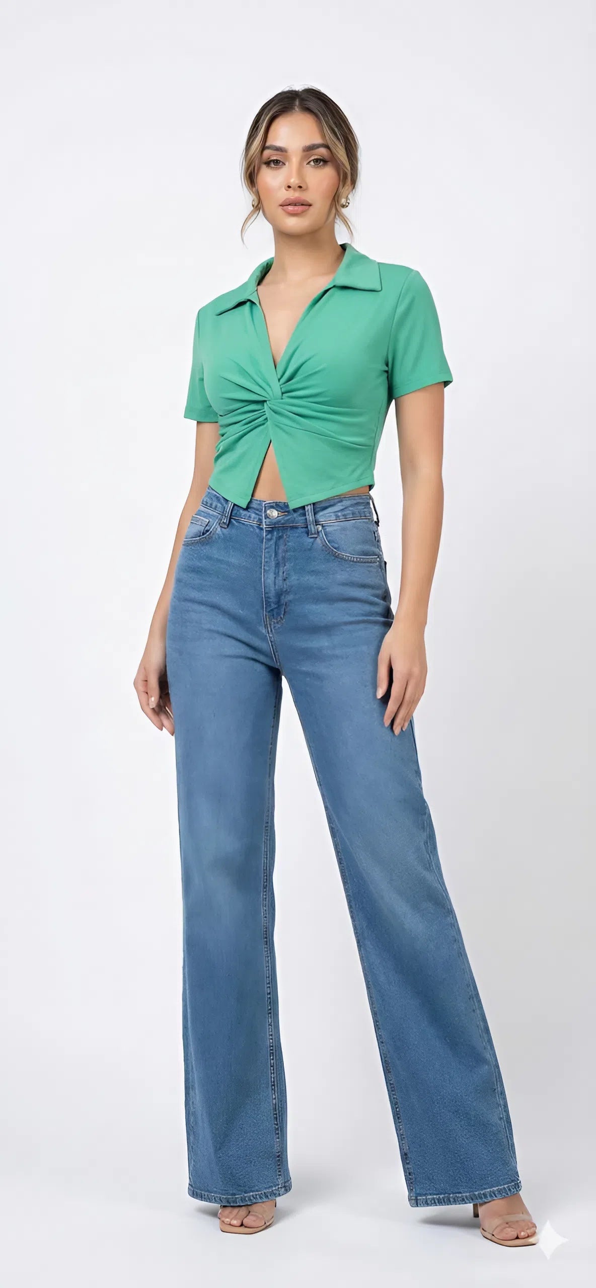 Twisted Front Collar Crop Top