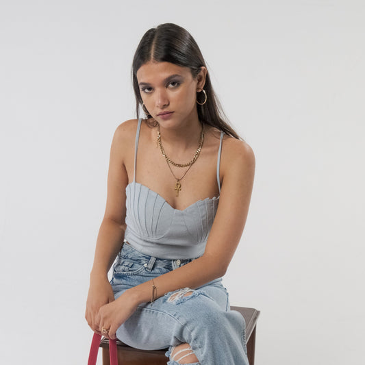 Baby Blue Seashell Crop Top