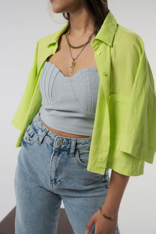 Baby Blue Seashell Crop Top