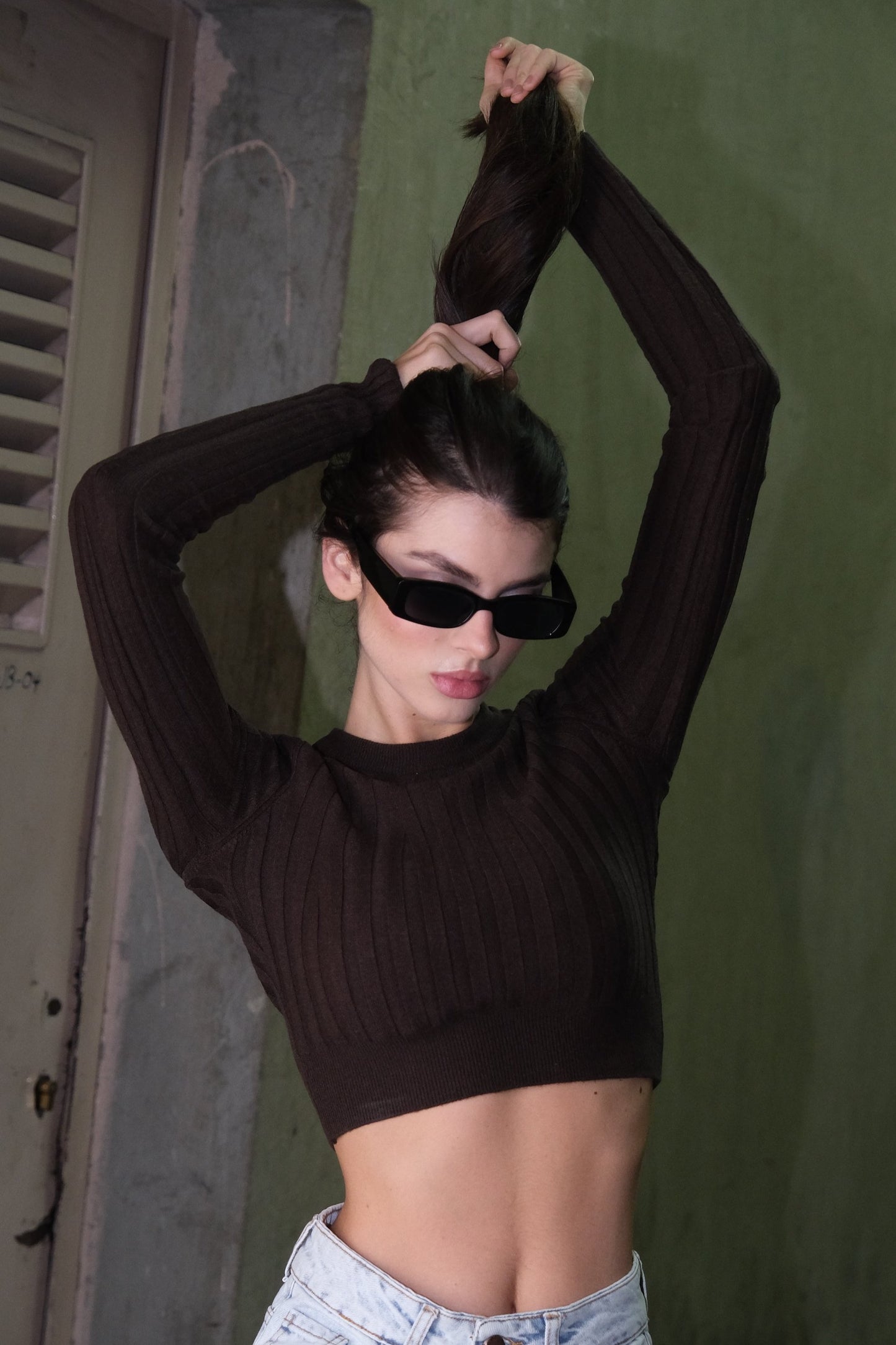 Luna Ribbed Crop Knit Pullover