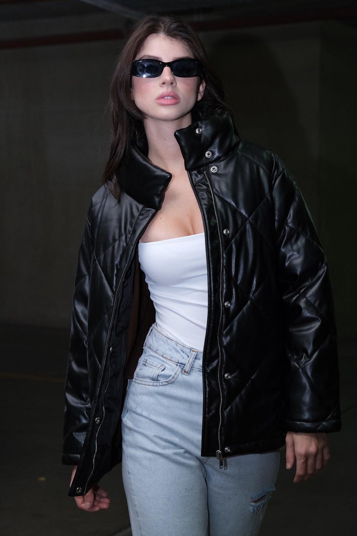Onyx Quilted Faux Leather Jacket