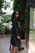 Nova Faux Leather Trench Coat