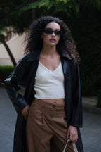 Nova Faux Leather Trench Coat