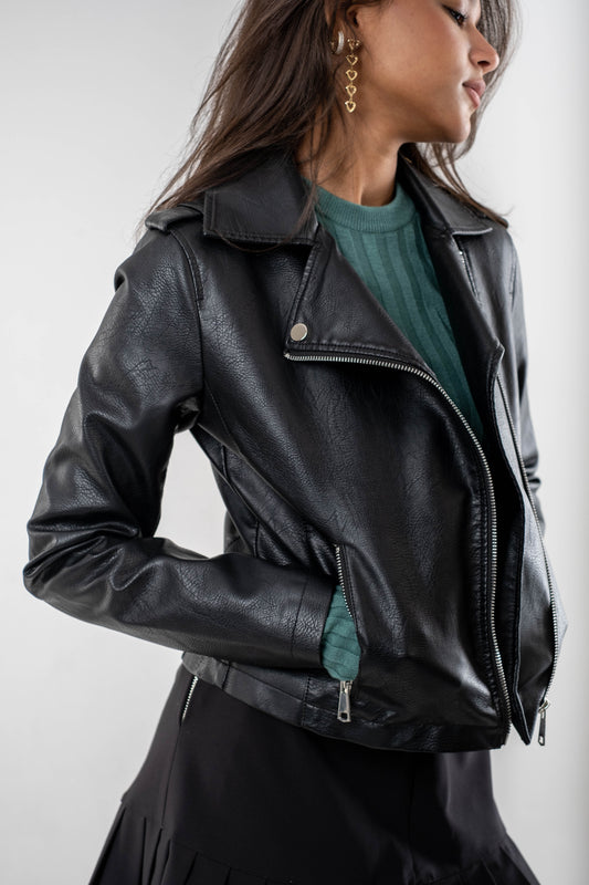 Rebel Faux Leather Biker Jacket