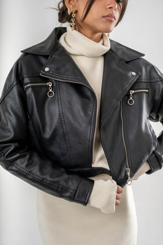 Ryder Cropped Leather Jacket