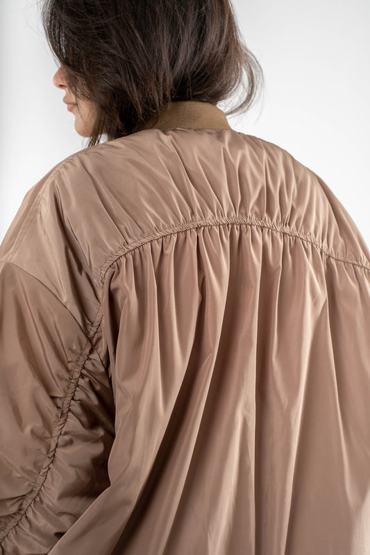 Beige Sahara Oversized Bomber Jacket