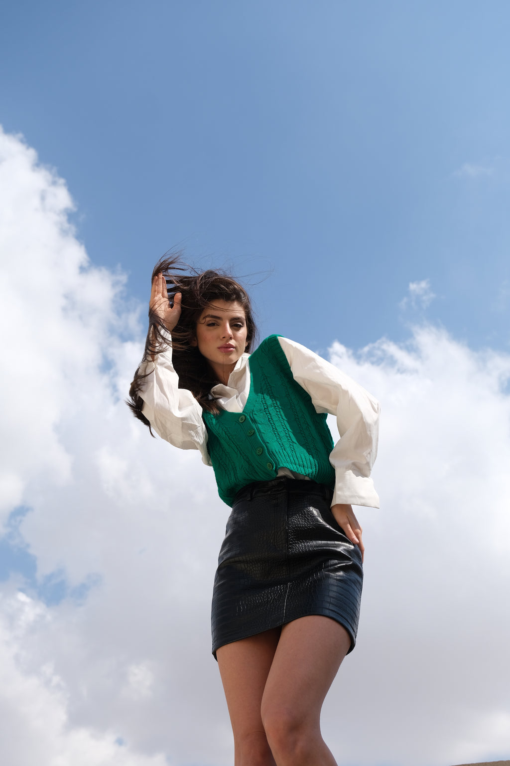 Lucia Cable Knit Wool Vest