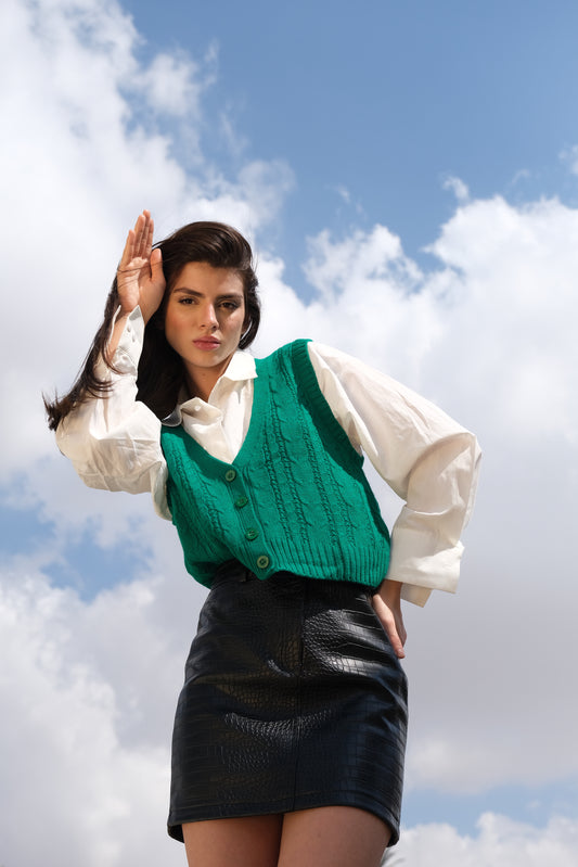 Lucia Cable Knit Wool Vest