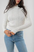 Off White Braid Knit Pullover