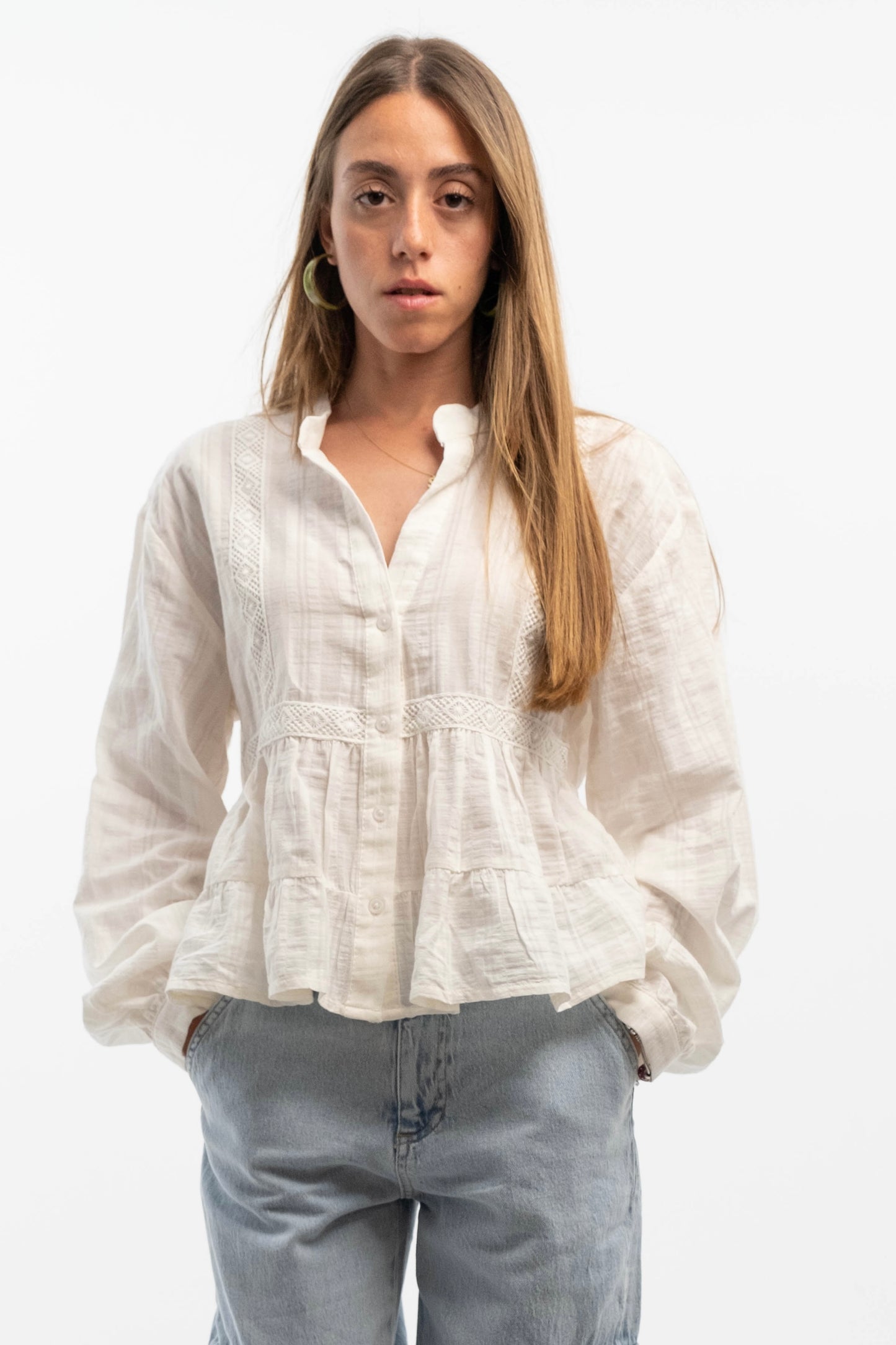 White Peplum Blouse