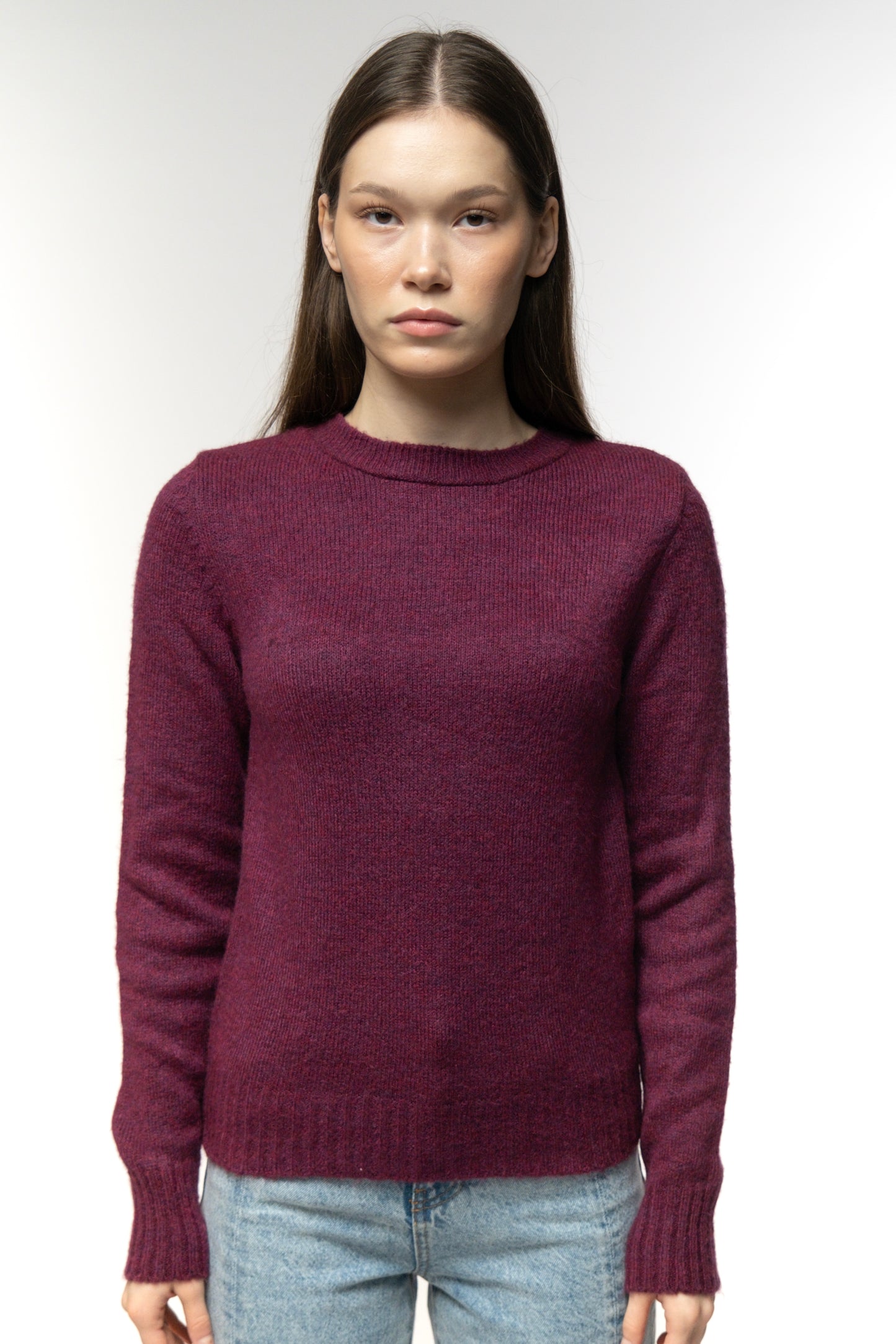 Plum Ribbed Knit Pullover