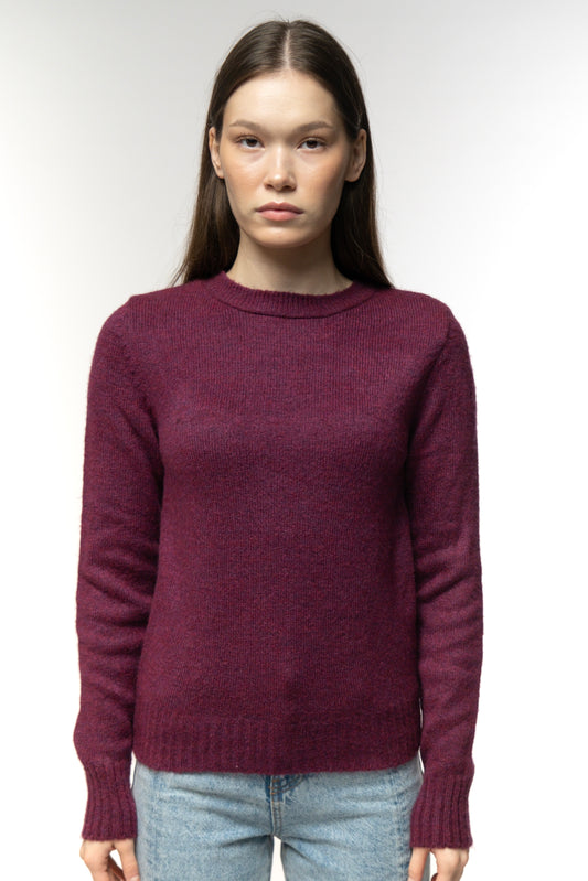 Plum Ribbed Knit Pullover