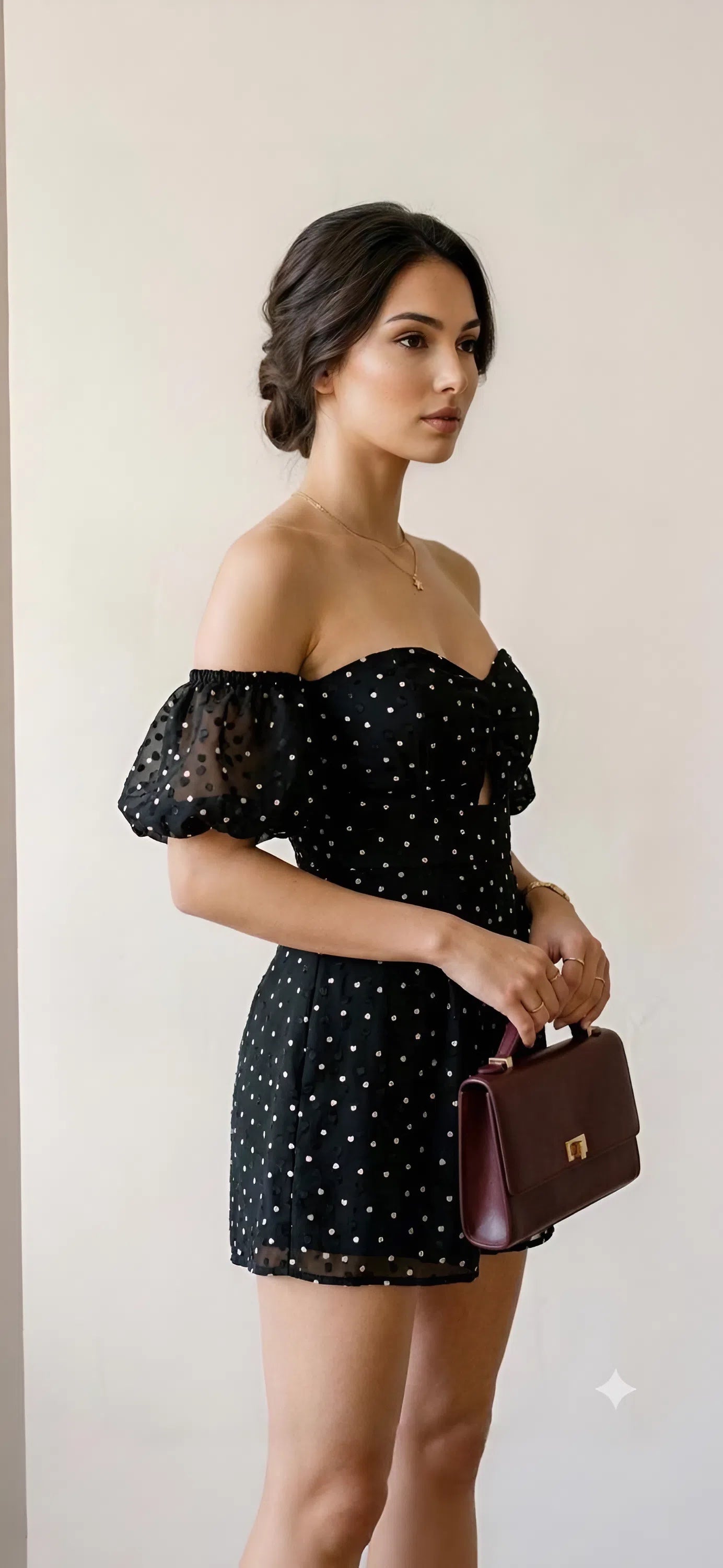 Black Polka Dot Strapless Romper