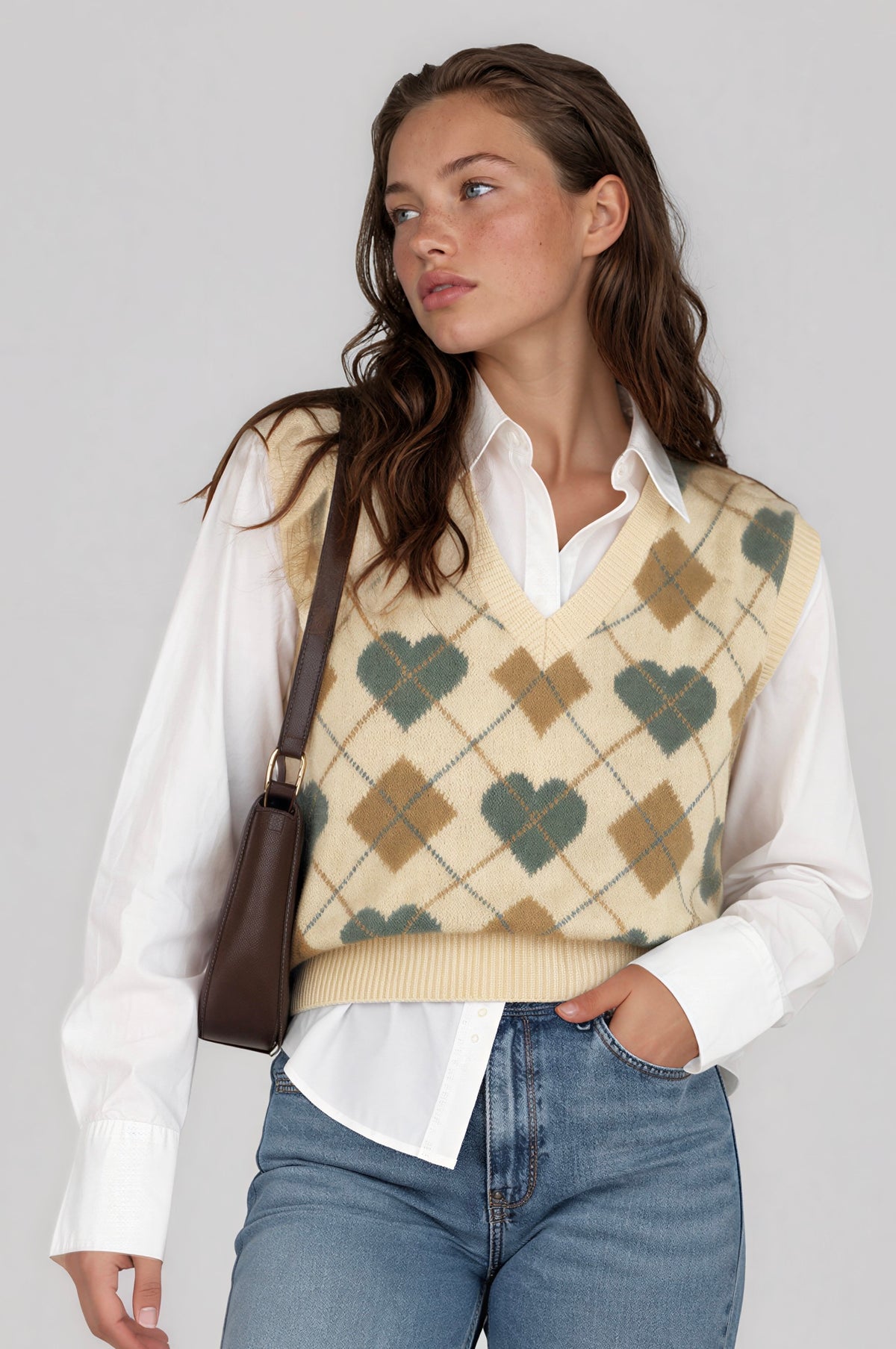 Cozy Heart Argyle Vest