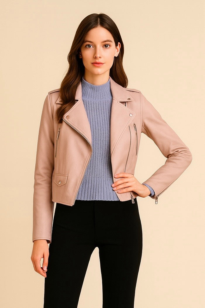 Salmon Leather Jacket