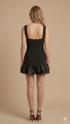 Black Bubble Hem Mini Dress
