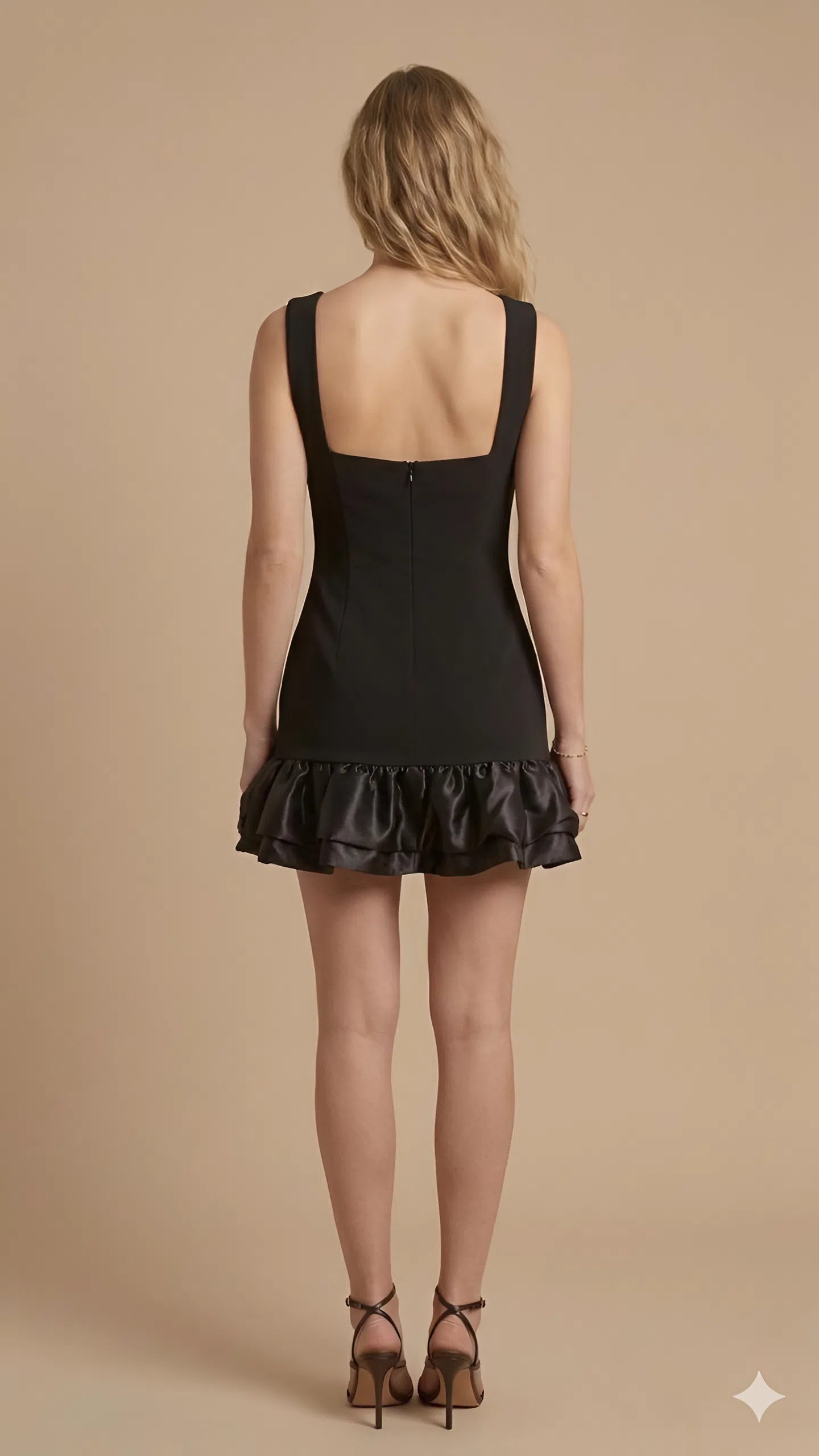 Black Bubble Hem Mini Dress